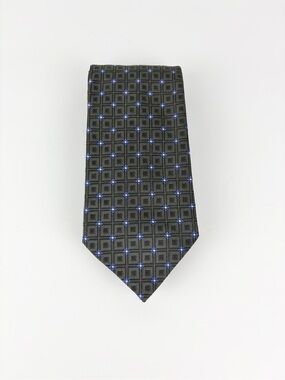 Mark Pendleton Italy Von Maur Dark Grey Blue Micro Daisy Ailk Mens Neck Tie